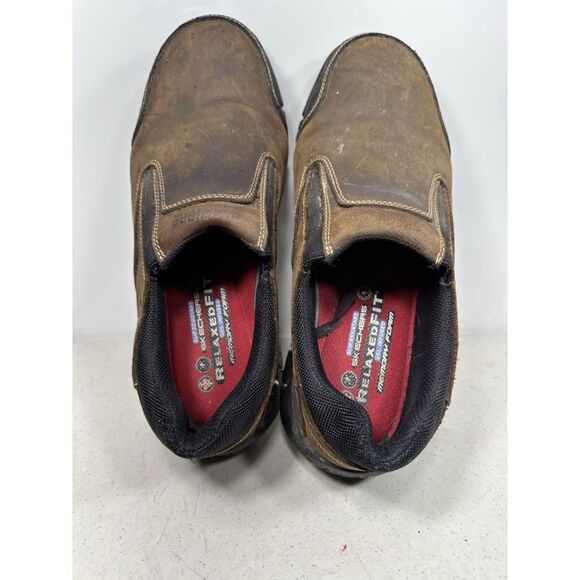 Skechers for Work Men's Hartan Steel Toe Slip-On Shoe Dark Brown Size 12 - Picture 6 of 8
